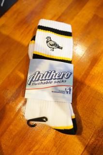 ANTIHERO BASIC PIGEON EMB - Sock (WHITE/BLACK/YELLOW)