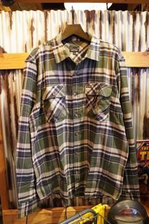 BRIXTON BOWERY L/S FLANNEL (Cypress Green/Washed Navy/White)
