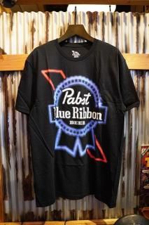 Pabst Blue Ribbon Neon LOGO T-Shirt (BLACK)