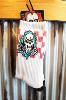 POWELL PERALTA Ripper Cotton Socks Checker (Blue/Pink/White)