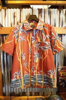 BRIXTON CHARTER PRINT S/S WVN (DARK RED SCENIC TRIP)