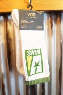 VANS Road Stop Crew Socks  (1 PAIR) (White / Green)