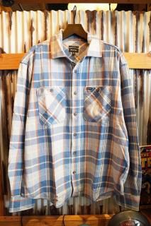 BRIXTON Vintage Wash Flannel (Blue/Soft Blue/Orange)