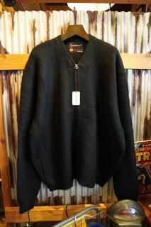 TOWNCRAFT SHAGGY SOLID COLOR ZIP UP CREW CARDIGAN (BLACK)