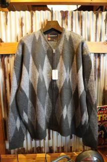 TOWNCRAFT SHAGGY VINTAGE PATTERN ZIP UP CREW CARDIGAN (Diamond Gray)