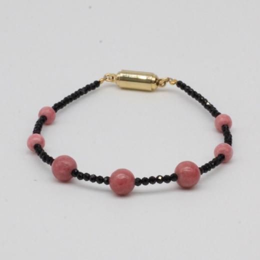 ロードナイトとブラックスピネルのブレスレット 内径16cm【宅急便選択