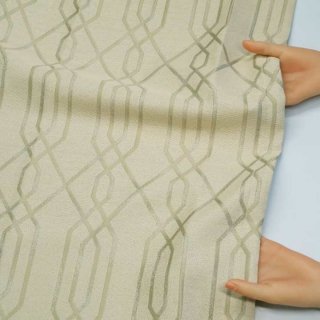 モロッカン柄の幾何学模様高級感のあるジャガードカーテン【FR4042 Rhythmリズム GRYグレー】