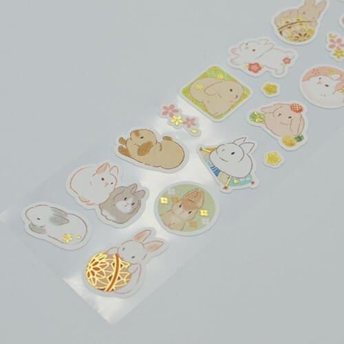 和風シール 花うさぎ - うさぎ雑貨店 Rebekka