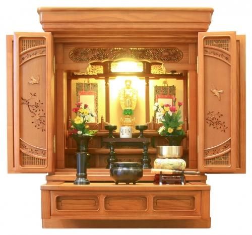 ミニ仏壇 唐木仏壇 仏具セット 樺桜 天寿 23号 高70.5cm 幅53.5 ミニ仏壇 唐木仏壇 仏具セット 樺桜 天寿 23号 高70.5cm 幅53.5