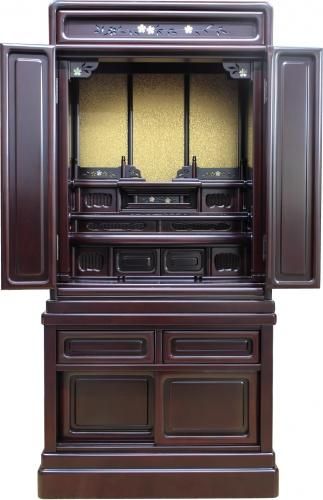 仏壇 唐木仏壇 出須弥(でしゅみ) 紫檀調 螺鈿仕立 仏間にも床置きにも