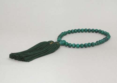 数珠 女性用 片手数珠 孔雀石(クジャク石) マラカイト 37珠 正絹房 桐 