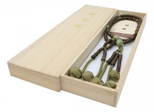 数珠 日蓮宗用 法華宗 緑檀 独山玉 女性用 八寸 小糸 正絹房 桐
