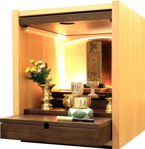 仏壇 ミニ仏壇 モダン仏壇 カノン 16号 縦開き ウォールナット ブナ