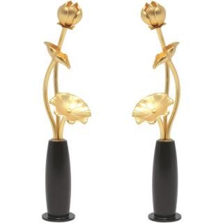 金属製　花瓶 仏壇 神棚の松山神仏具店 常花 ミニ常花 セット 三本立 一対 華