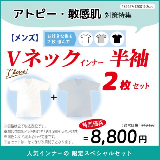2着セット 日本製 半袖インナーシャツ メンズ アトピー肌｜ナノ