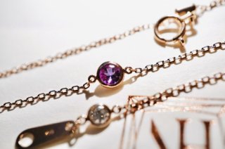 <img class='new_mark_img1' src='https://img.shop-pro.jp/img/new/icons14.gif' style='border:none;display:inline;margin:0px;padding:0px;width:auto;' />【My Story シリーズ】Amethyst  & Diamond - K18 RoseGold ブレスレット チェーン