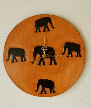ゾウの壁掛け時計（丸型）