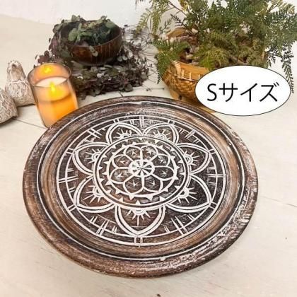 BALI島の花柄ウッドプレート ラウンド(Sサイズ)