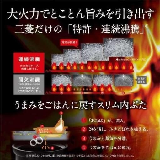 MITSUBISHI NJ-BW10F-B 炭漆黒 本炭釜 紬 IH炊飯器(5.5合炊き