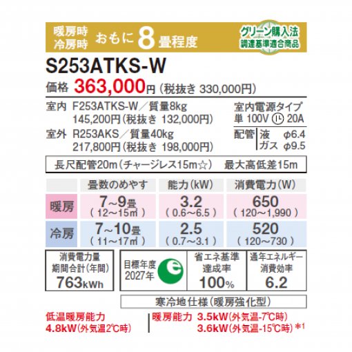 ダイキン DAIKIN エアコン KXシリーズ 2.5KW 8畳用 暖房強化型 ダイキン DAIKIN エアコン KXシリーズ 2.5KW 8畳用 暖房強化型
