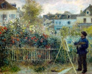 アルジャントゥイユの庭で絵筆をとるクロード・モネ　　原画同寸