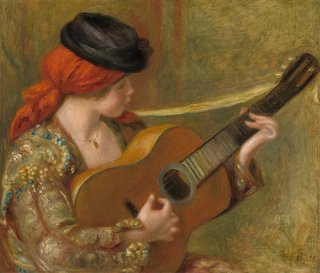 ギターを持った若いスペイン女性