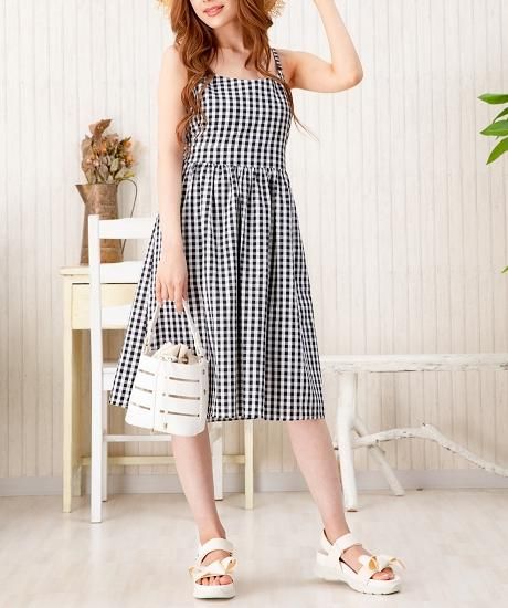 ギンガムチェックバックリボンワンピース Topchic
