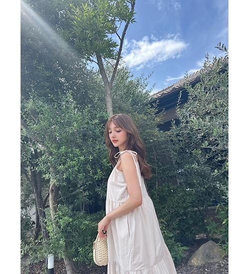 リボンストラップティアードワンピース - TOPCHIC