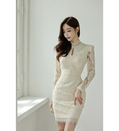 ハイネックレースシースルーワンピース Topchic ハイネックレースシースルーワンピース Topchic
