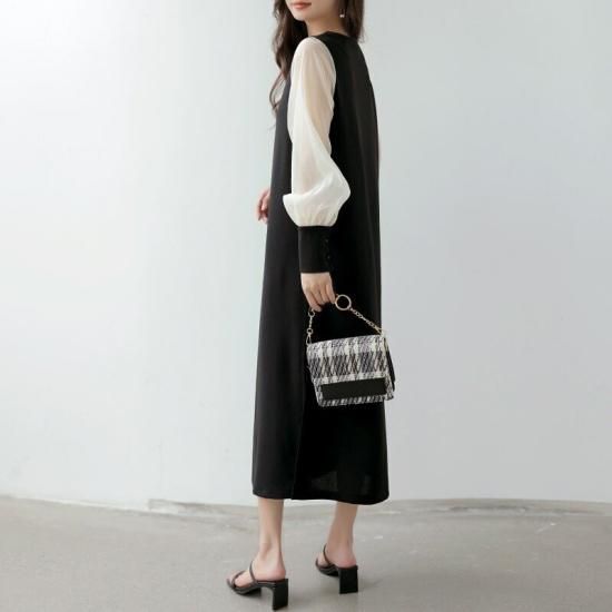 シフォンスリーブロングワンピース - TOPCHIC シフォンスリーブロングワンピース - TOPCHIC
