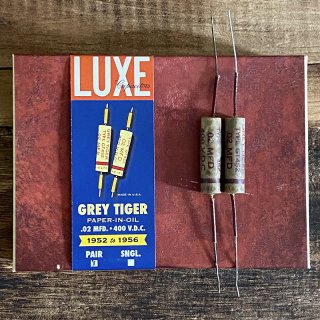 οʡLuxe / 1952-1956 Grey Tiger: Matched Pair of Wax Impregnated .02mF Capacitors (Red Ink)