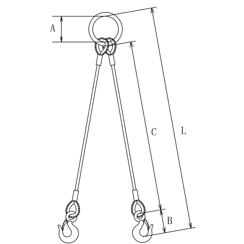2点吊 ワイヤスリング 使用荷重 5.0t ワイヤーロープ等 中村工業株式会社