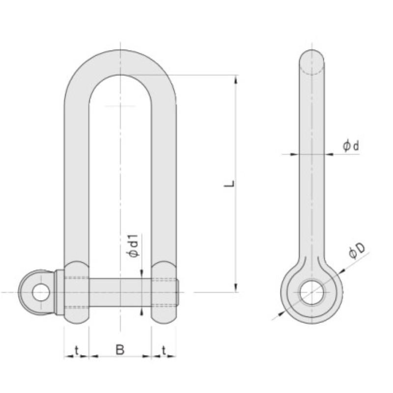 コンドーテック 強力長シャックル・ねじ込みタイプ 使用荷重4t コンドーテック 強力長シャックル・ねじ込みタイプ 使用荷重4t