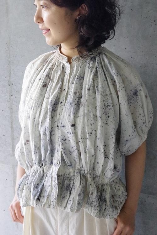 【Tabrik(タブリク)】リネンパフブラウス(泥染) Tabrik linen puff blouse (doro-zome) | nii-B |