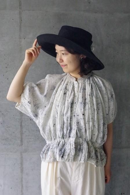 【Tabrik(タブリク)】リネンパフブラウス(泥染) Tabrik linen puff blouse (zakuro-logewood) | ni
