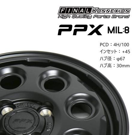 PPX MIL:8】 12インチホイール 4本セット 12×3.50B +45 4/100 VIA/JWL