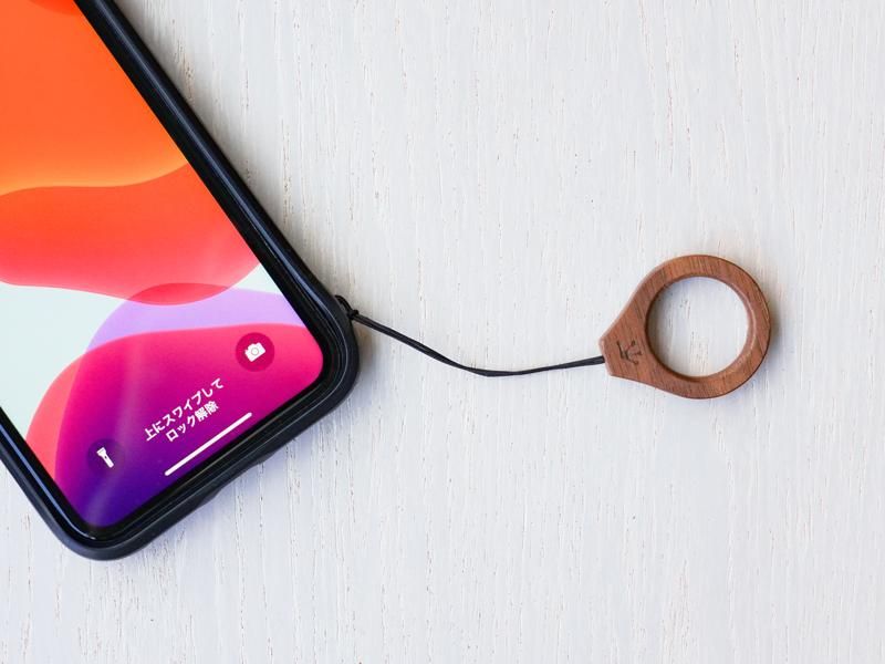 スマホやカメラの落下防止に 木製リングストラップ Minimo