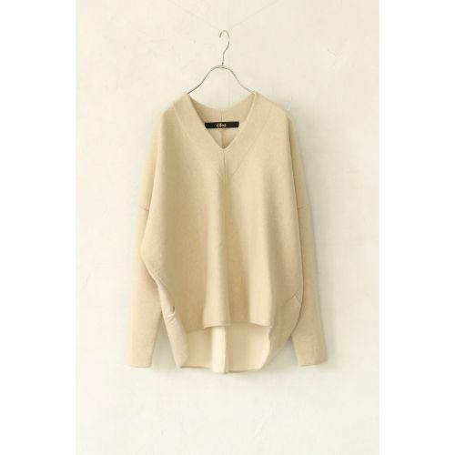 cotton double face knit - V neck pullover