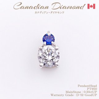 カナディアンダイヤモンド<br>Dカラー ペンダントヘッド 0.30ctUP & サファイア 0.05ctUP [PT950] [型番:659406]
