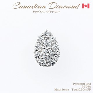 カナディアンダイヤモンド<br>ドロップ型 ペンダントヘッド 計0.30ctUP [PT950] [型番:668560]