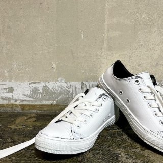 LOW-CUT SNEAKERS     WHITE PAINT×オイルレザーブラック 