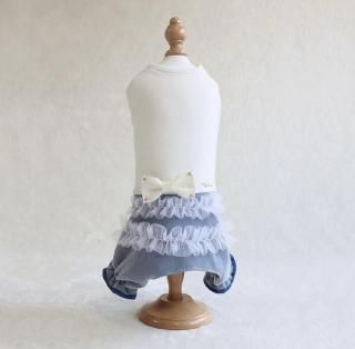 Layered tulle and denim jumpsuit