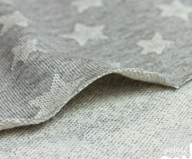 星柄の裏毛 生地 布｜デニム風裏毛星柄ジャガードニット生地｜ ハンドメイド 子供