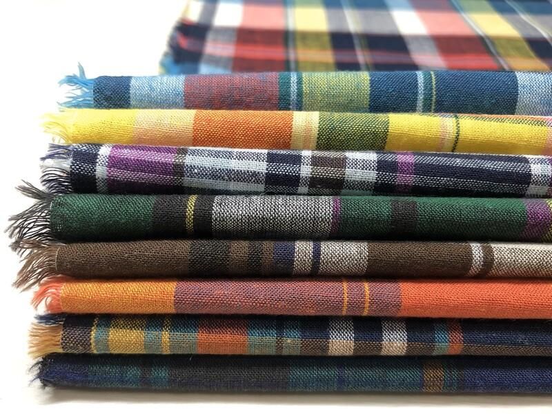 綿麻コットンマドラスチェック | 日本製 - mulberry fabric