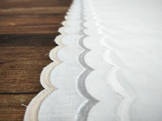 綿麻オーガニックコットンレース | 両耳スカラップ刺繍 【MBL01