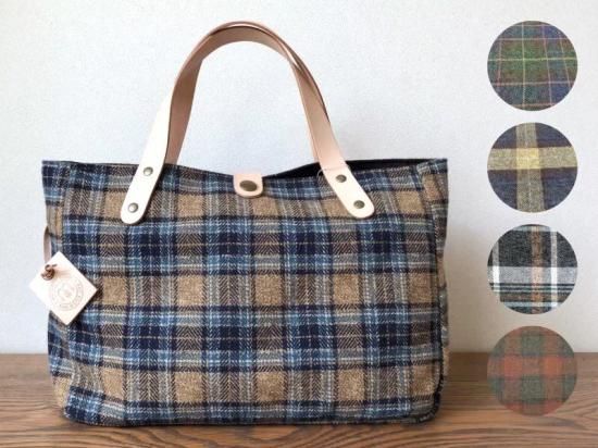 コットンツイードバッグS | ヌメ革持ち手 - mulberry fabric
