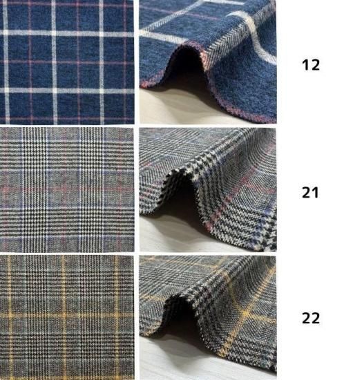 撚り杢 コットン ヘリンボン 起毛 チェック - mulberry fabric