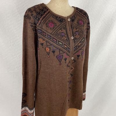 高級素材アルパカ100% 長袖ニット 厚手 ブラウン オールアルパカ 茶色