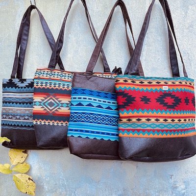 手作り民族布】エクアドル先住民 民族布バッグ トートバッグ