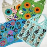 【大人気！】メキシコ お花刺繍 手織りのハンモックバッグ・ハンモックトートバッグ (メキシコ直輸入･伝統民芸品)「メキシコバッグ・エスニックバッグ」